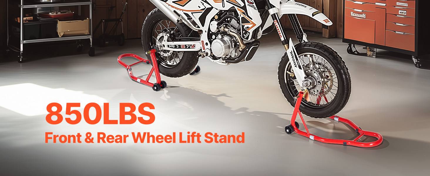 VEVOR Béquille Roue Avant et Arrière Lève-moto Capacité 385,6 kg Bras Oscillant - Image 9
