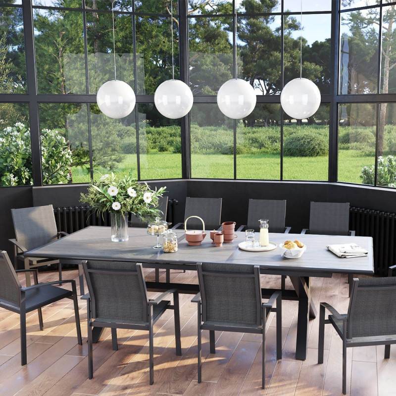 Hesperide - Table de jardin extensible "Axiome" ardoise granitée 10 places en aluminium traité époxy - Hespéride - Imagen 6