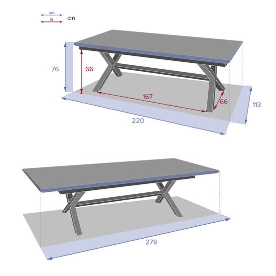 Hesperide - Table de jardin extensible "Axiome" ardoise granitée 10 places en aluminium traité époxy Hespéride - Image 7