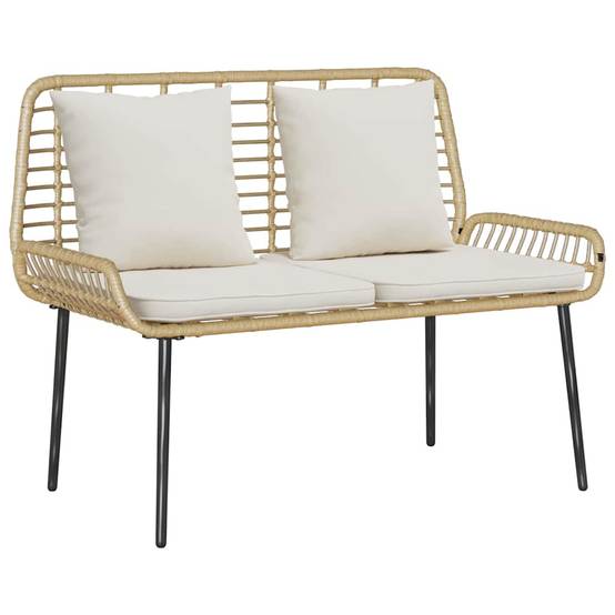 Canapé de Jardin 2 Places Résine Tressée et Acier Design Moderne avec Coussins Marron Noir Crème – ComfortXL Outdoor Living - Image 2