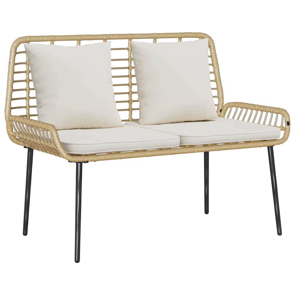 Canapé de Jardin 2 Places Résine Tressée et Acier Design Moderne avec Coussins Marron Noir Crème – ComfortXL Outdoor Living - Image 2