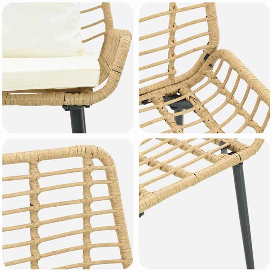 Canapé de Jardin 2 Places Résine Tressée et Acier Design Moderne avec Coussins Marron Noir Crème – ComfortXL Outdoor Living - Image 8