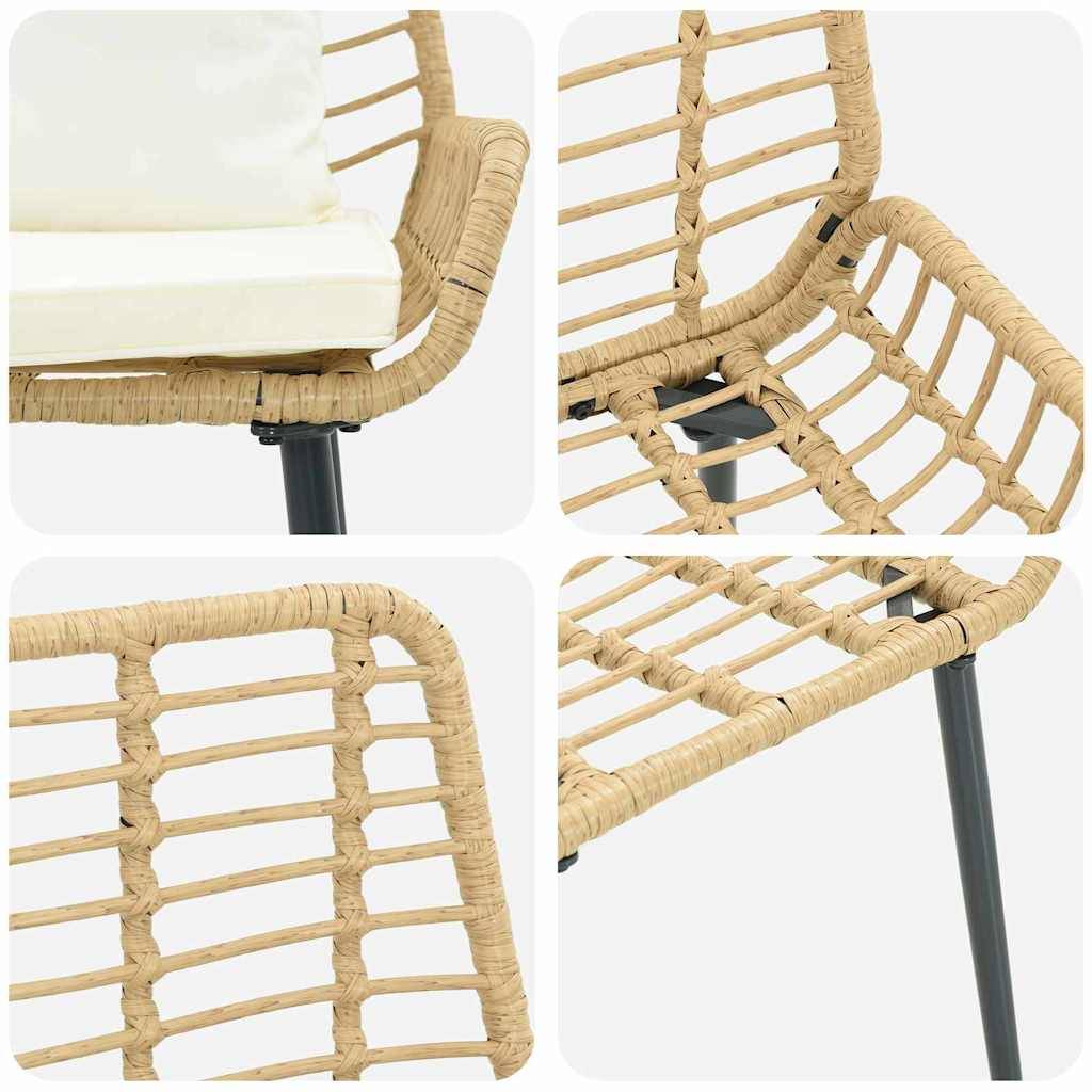 Canapé de Jardin 2 Places Résine Tressée et Acier Design Moderne avec Coussins Marron Noir Crème – ComfortXL Outdoor Living - Image 8