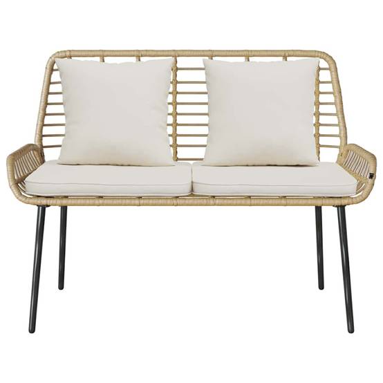 Canapé de Jardin 2 Places Résine Tressée et Acier Design Moderne avec Coussins Marron Noir Crème – ComfortXL Outdoor Living - Image 5
