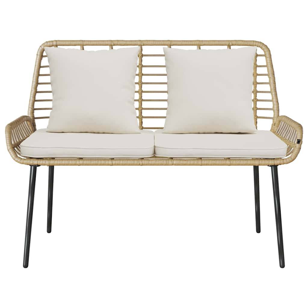 Canapé de Jardin 2 Places Résine Tressée et Acier Design Moderne avec Coussins Marron Noir Crème – ComfortXL Outdoor Living - Image 5