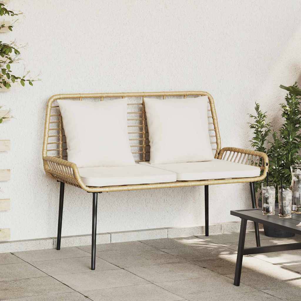 Canapé de Jardin 2 Places Résine Tressée et Acier Design Moderne avec Coussins Marron Noir Crème – ComfortXL Outdoor Living - Image 1