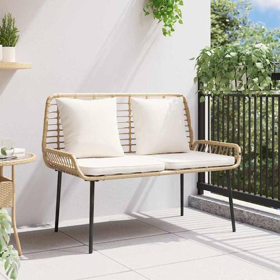 Canapé de Jardin 2 Places Résine Tressée et Acier Design Moderne avec Coussins Marron Noir Crème – ComfortXL Outdoor Living - Image 3