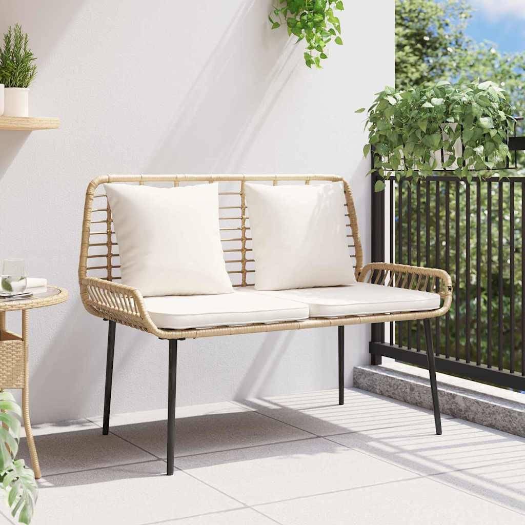 Canapé de Jardin 2 Places Résine Tressée et Acier Design Moderne avec Coussins Marron Noir Crème – ComfortXL Outdoor Living - Image 3