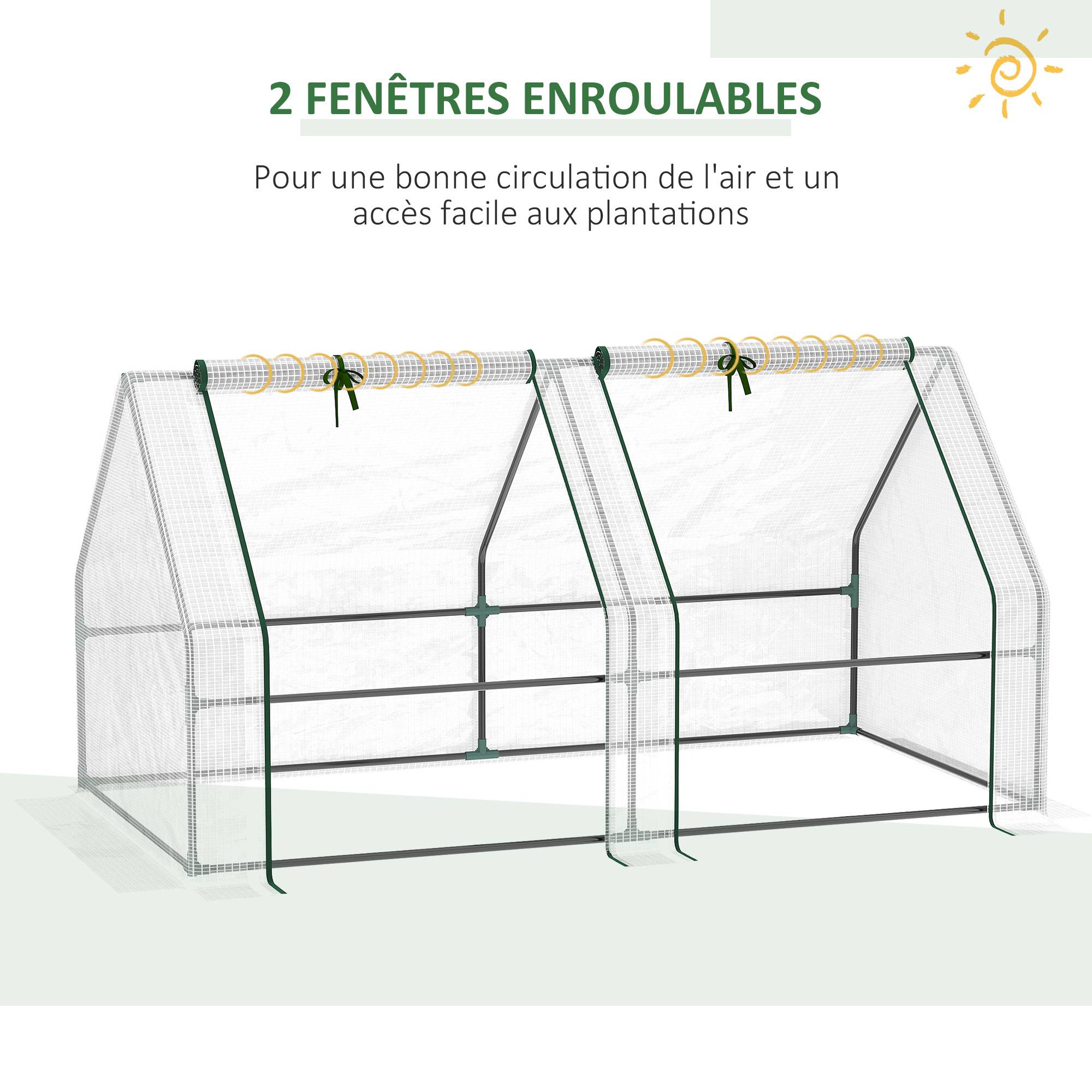 Mini serre tunnel PE pour jardin potager Protection UV 180x90x90cm Blanc - ComfortXL Outdoor Living - Image 7