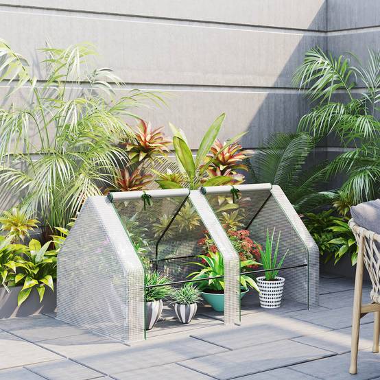 Mini serre tunnel PE pour jardin potager Protection UV 180x90x90cm Blanc - ComfortXL Outdoor Living - Image 3