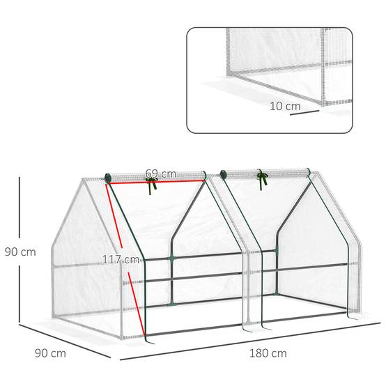 Mini serre tunnel PE pour jardin potager Protection UV 180x90x90cm Blanc - ComfortXL Outdoor Living - Image 5
