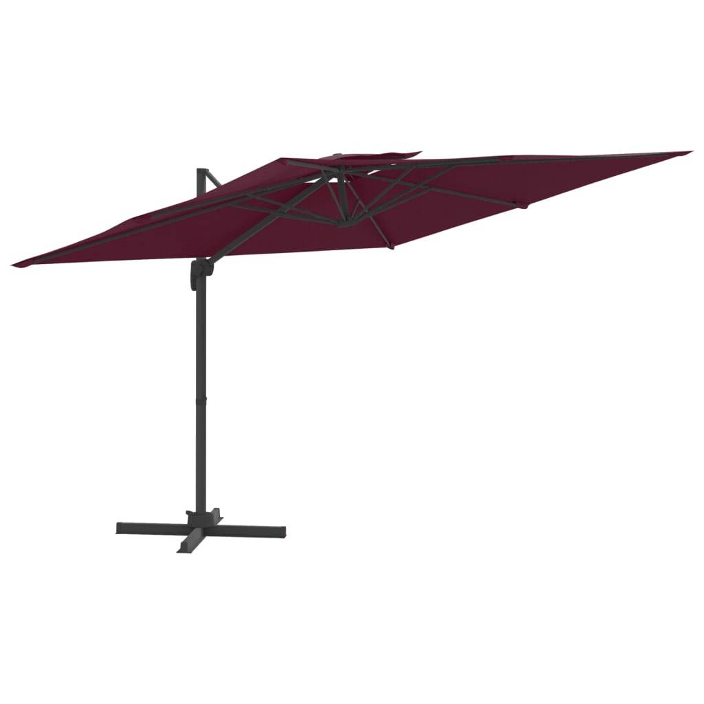 Helloshop26 - Parasol meuble de jardin cantilever à double toit 300 x 300 cm bordeaux rouge - Imagen 1