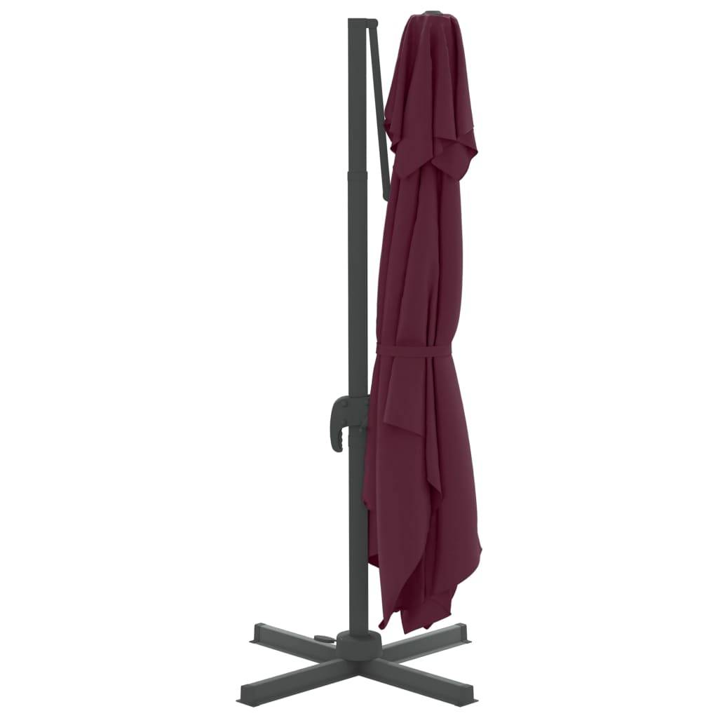 Helloshop26 - Parasol meuble de jardin cantilever à double toit 300 x 300 cm bordeaux rouge - Imagen 4