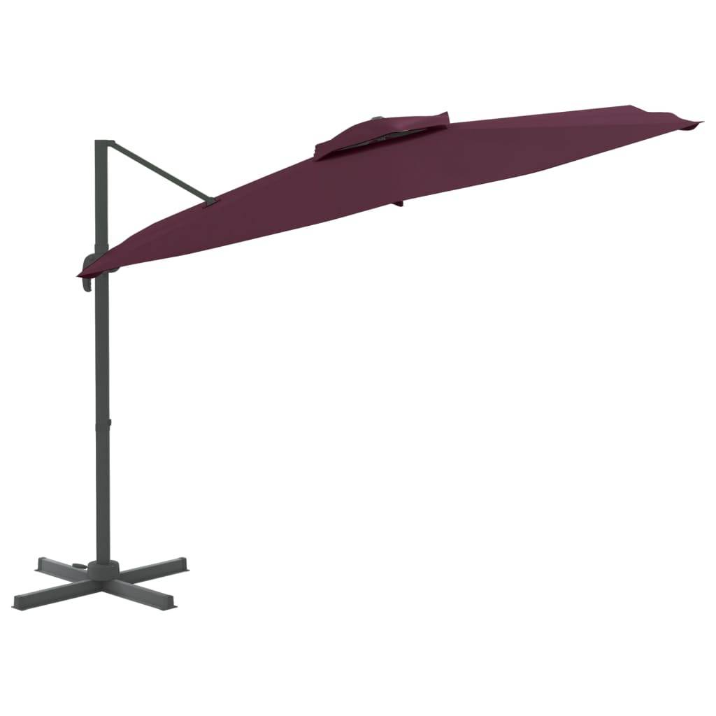 Helloshop26 - Parasol meuble de jardin cantilever à double toit 300 x 300 cm bordeaux rouge - Imagen 2