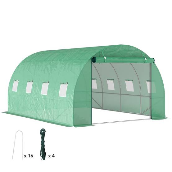ComfortXL - Serre tunnel de jardin 12m² acier galvanisé pour potager culture 4x3m Vert - ComfortXL Outdoor Living - Image 1