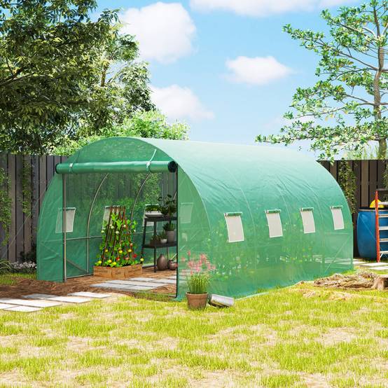 ComfortXL - Serre tunnel de jardin 12m² acier galvanisé pour potager culture 4x3m Vert - ComfortXL Outdoor Living - Image 3