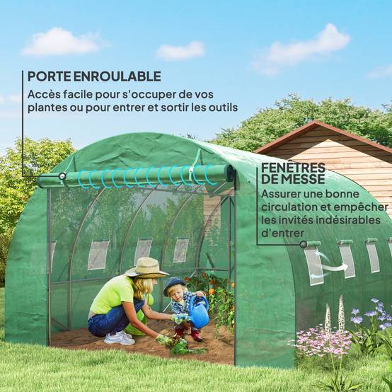 ComfortXL - Serre tunnel de jardin 12m² acier galvanisé pour potager culture 4x3m Vert - ComfortXL Outdoor Living - Image 8
