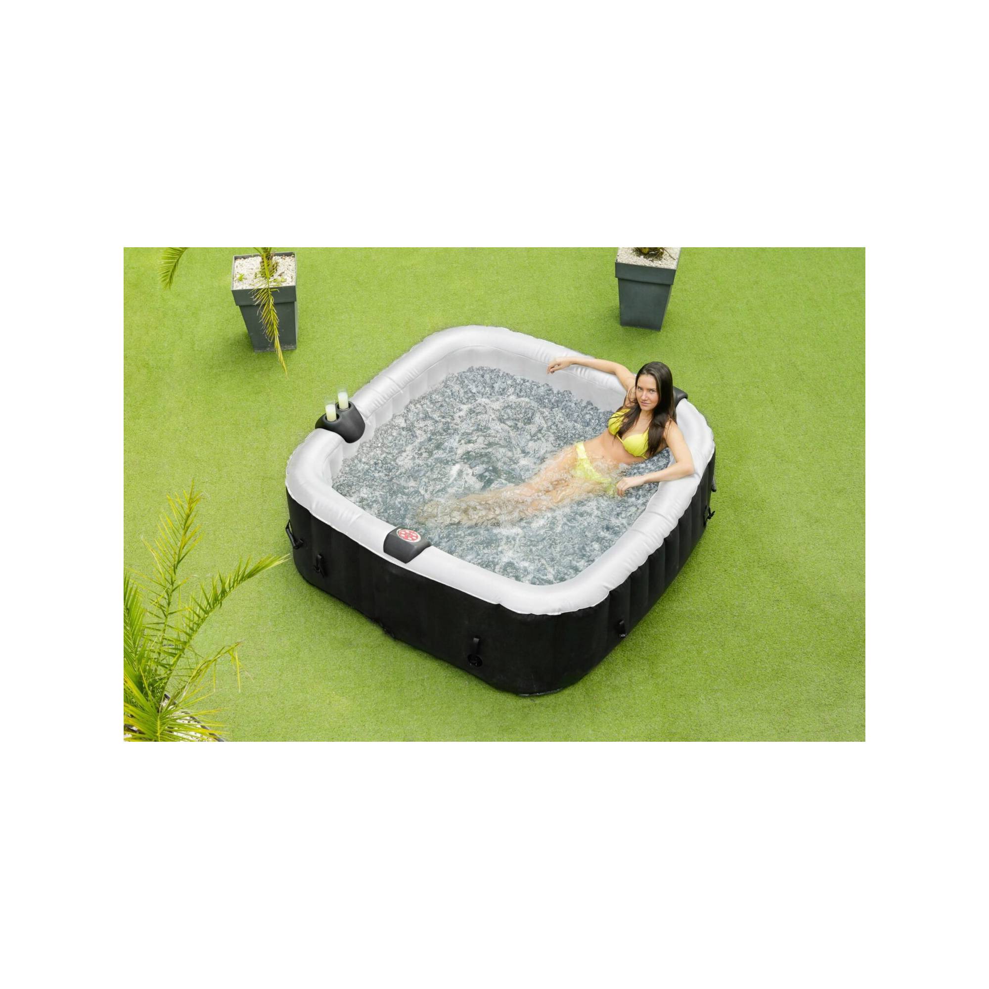 Spa gonflable 6 places carré - Ospazia - Dimensions : 185 x 185 cm - Filtre et bâche inclus - Imagen 9