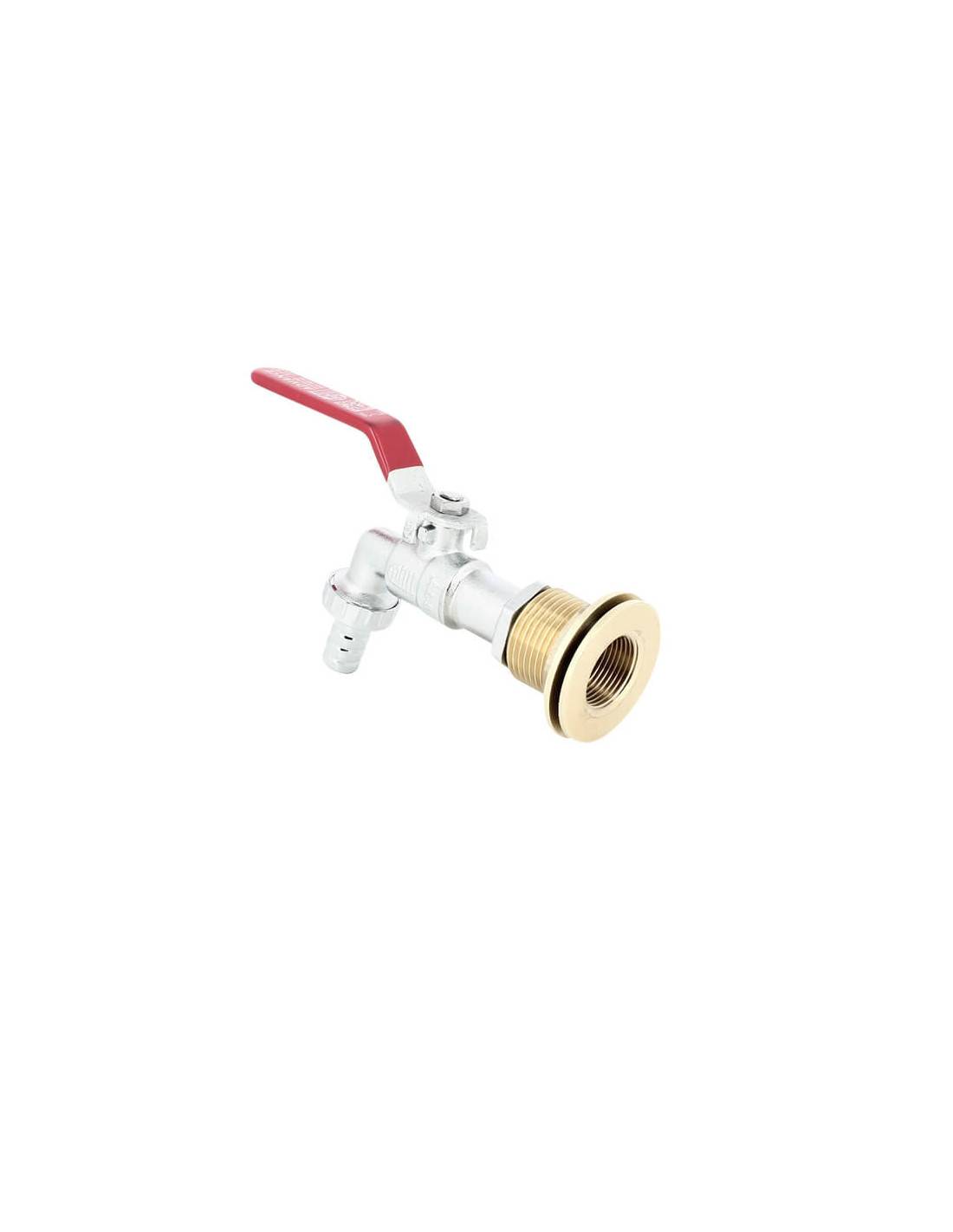Passe paroi laiton mâle 1'' - femelle 3/4'' avec robinet laiton chromé - Imagen 4