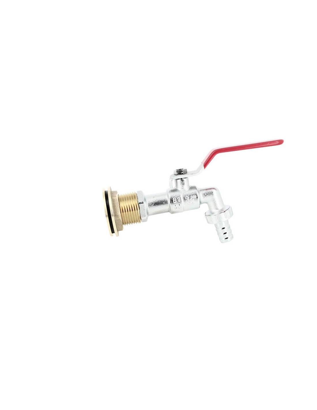 Passe paroi laiton mâle 1'' - femelle 3/4'' avec robinet laiton chromé - Imagen 2