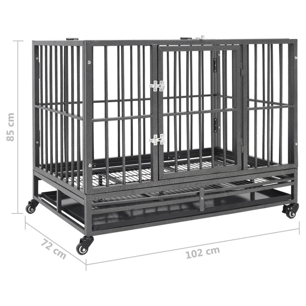Vidaxl - Cage pour chien avec roues et toit Acier 102x72x85 cm vidaXL 171492 - Imagen 3