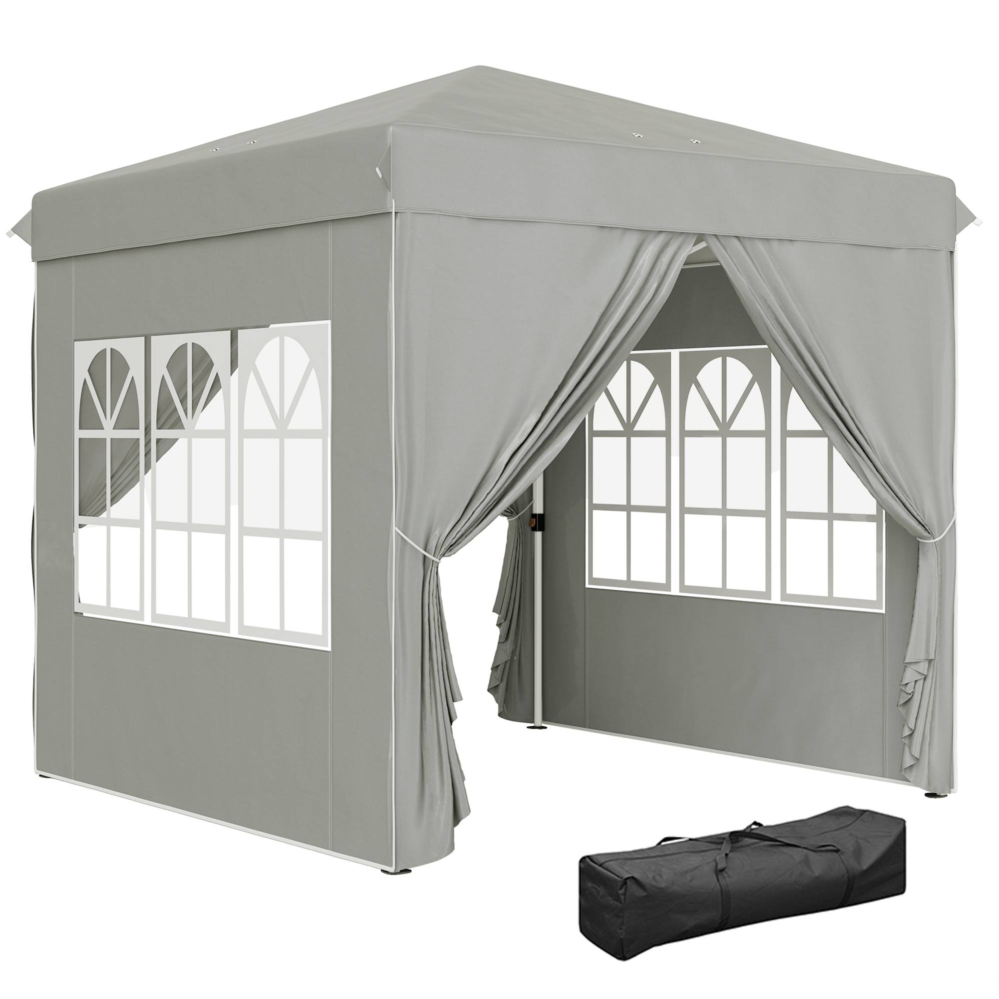 Tonnelle pliante métal et tissu Oxford gris clair 248 x 248 x 270 cm - PANGIVO - Image 1