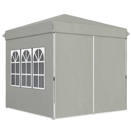 Tonnelle pliante métal et tissu Oxford gris clair 248 x 248 x 270 cm - PANGIVO - Image 2