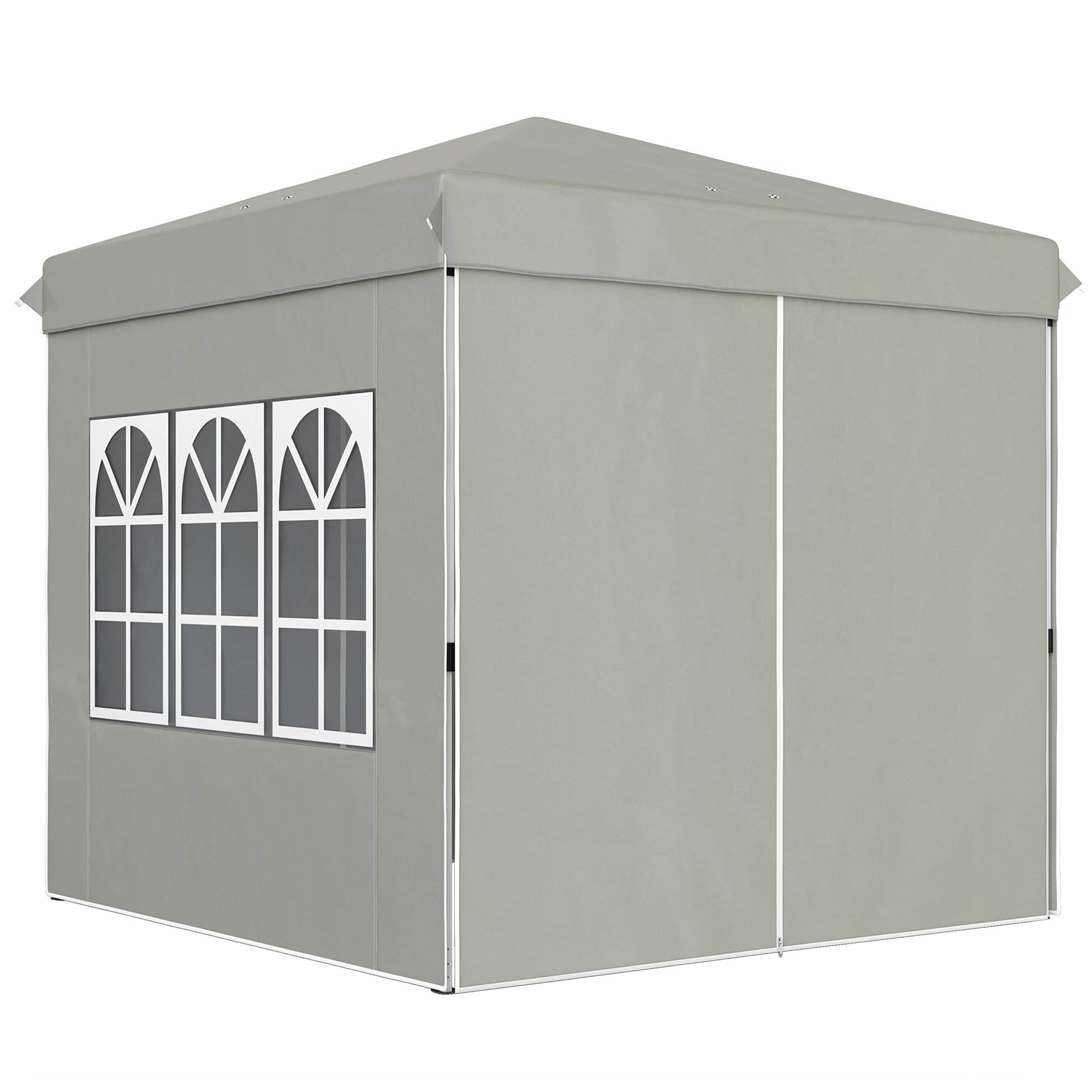 Tonnelle pliante métal et tissu Oxford gris clair 248 x 248 x 270 cm - PANGIVO - Image 2
