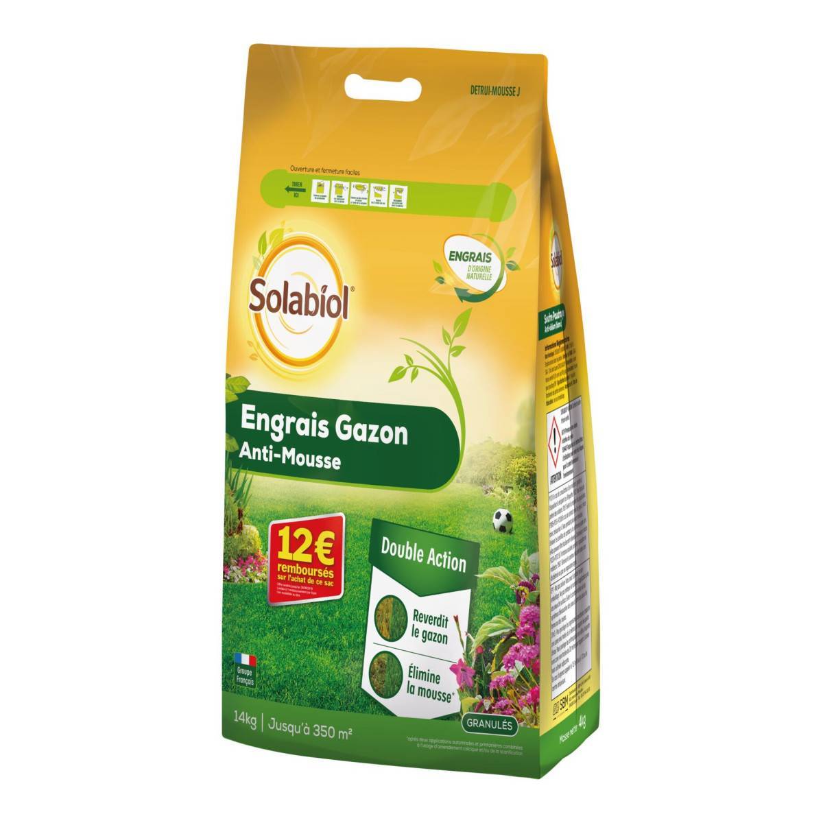 Solabiol - Engrais gazon Anti Mousse, sac de 14 kgs