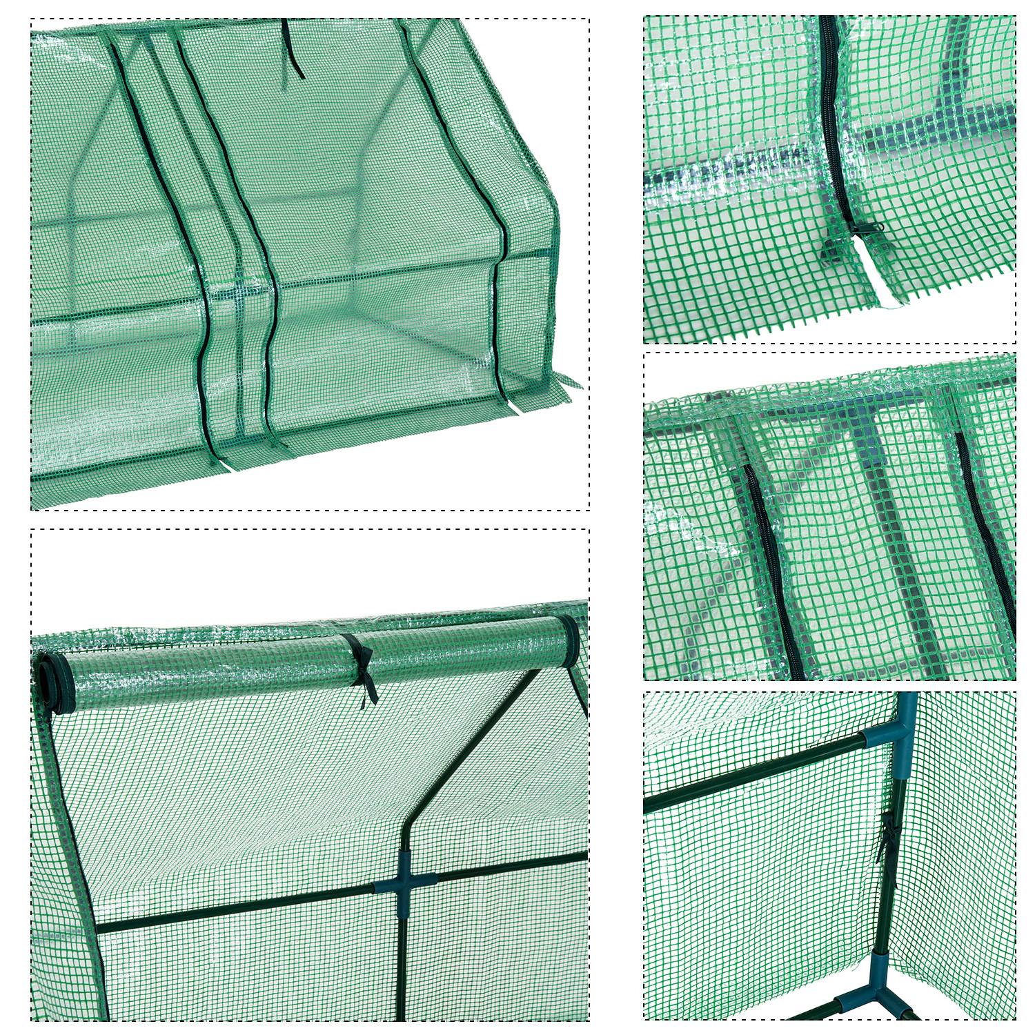 Mini serre tunnel acier PE pour tomates protection gelée 270x90cm Vert - ComfortXL Outdoor Living - Image 10