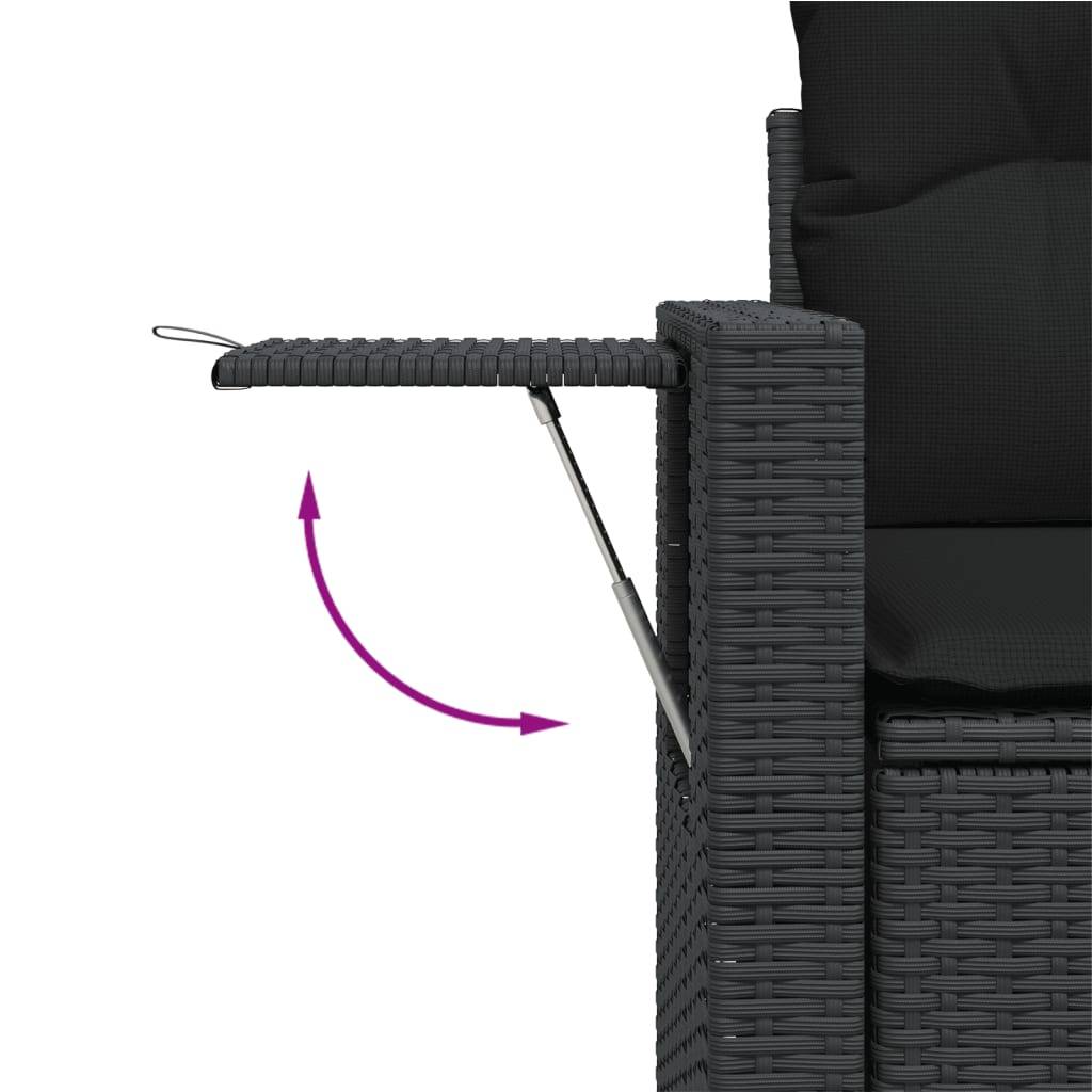 Salon de jardin 8 personnes résine tressée modulable tables pliantes intégrées pour extérieur Noir – ComfortXL Outdoor Living - Image 7