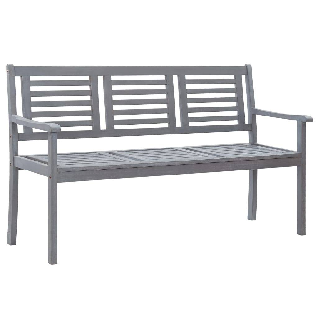 Maison Chic - Banc de jardin - Banc d'extérieur - Banquette 3 places 150 cm Gris Bois d'eucalyptus solide - Imagen 2