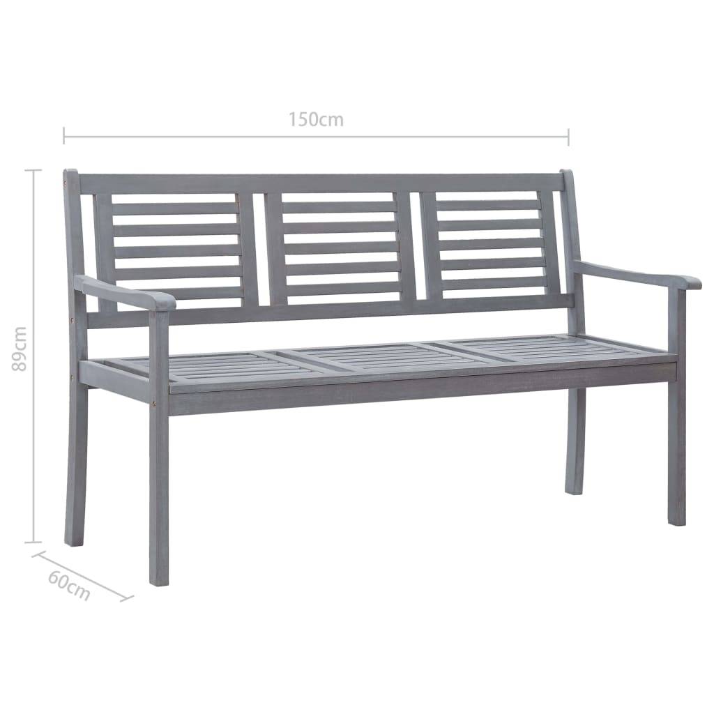 Maison Chic - Banc de jardin - Banc d'extérieur - Banquette 3 places 150 cm Gris Bois d'eucalyptus solide - Imagen 7