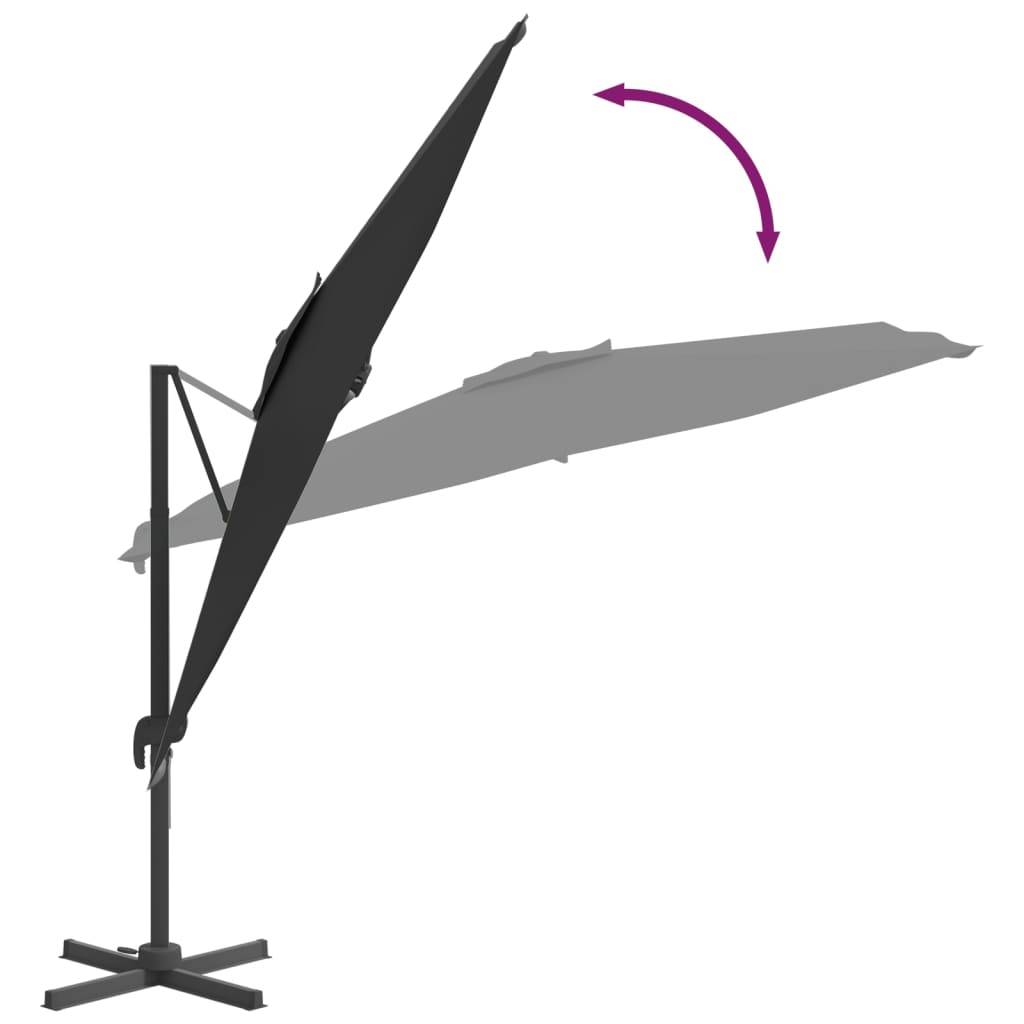 Helloshop26 - Parasol meuble de jardin déporté avec mât en aluminium 400 x 300 cm noir - Imagen 6