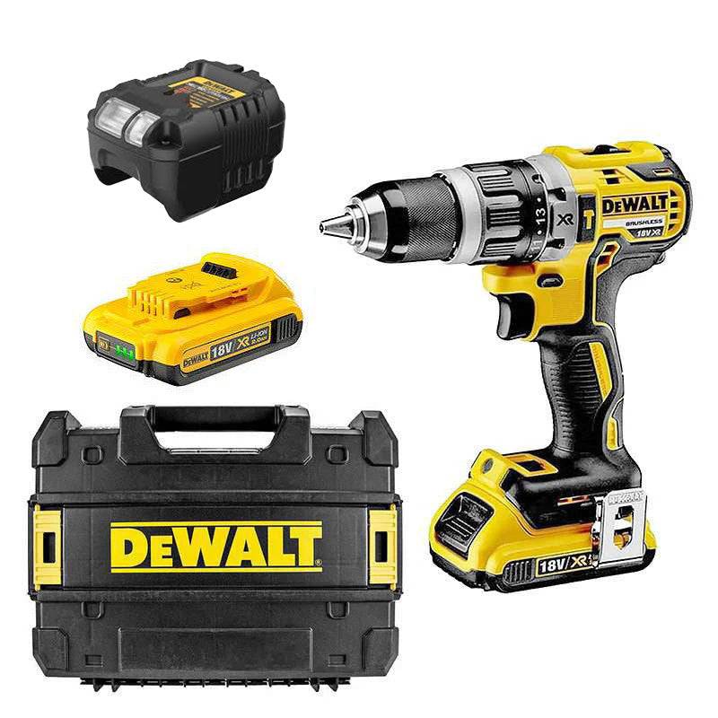 Perceuse visseuse percussion Compact XR 18V 2Ah Li-Ion Brushless - 2 batteries - coffret - DCD796D2 - Dewalt - Image 1