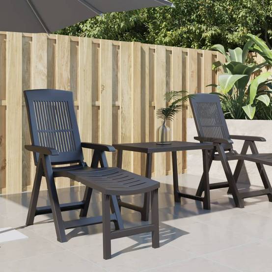 Bain de soleil - Transat - Chaise longue anthracite plastique - MEUBLE PRO - Image 2