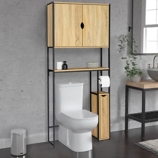 Meuble WC 3 en 1 avec armoires de rangement DETROIT design industriel - Image 1