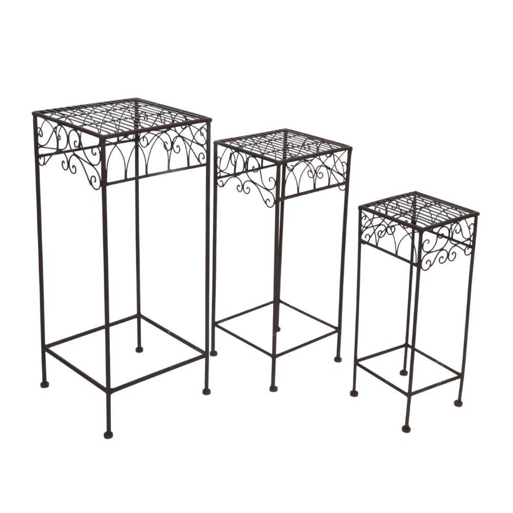 Chemin De Campagne - Set de 3 sellettes en fer forgé marron Ht.50-60-71 cm Chemin de campagne