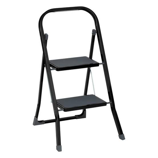 Escabeau 2 Marches en Métal 81cm Noir - Image 1