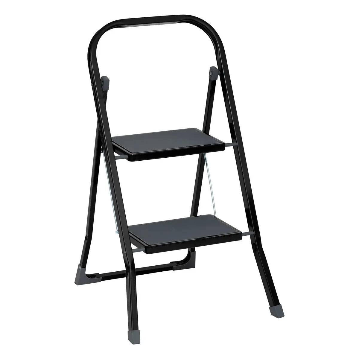 Escabeau 2 Marches en Métal 81cm Noir - Image 1