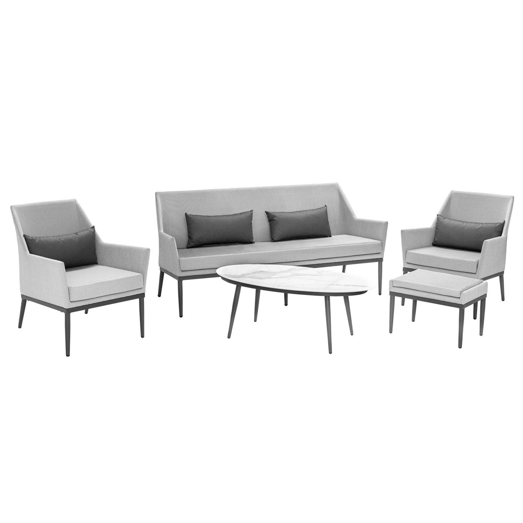 Salon détente avec table en imitation marbre - JARDILINE - Aluminium - Gris Perle - Imagen 3