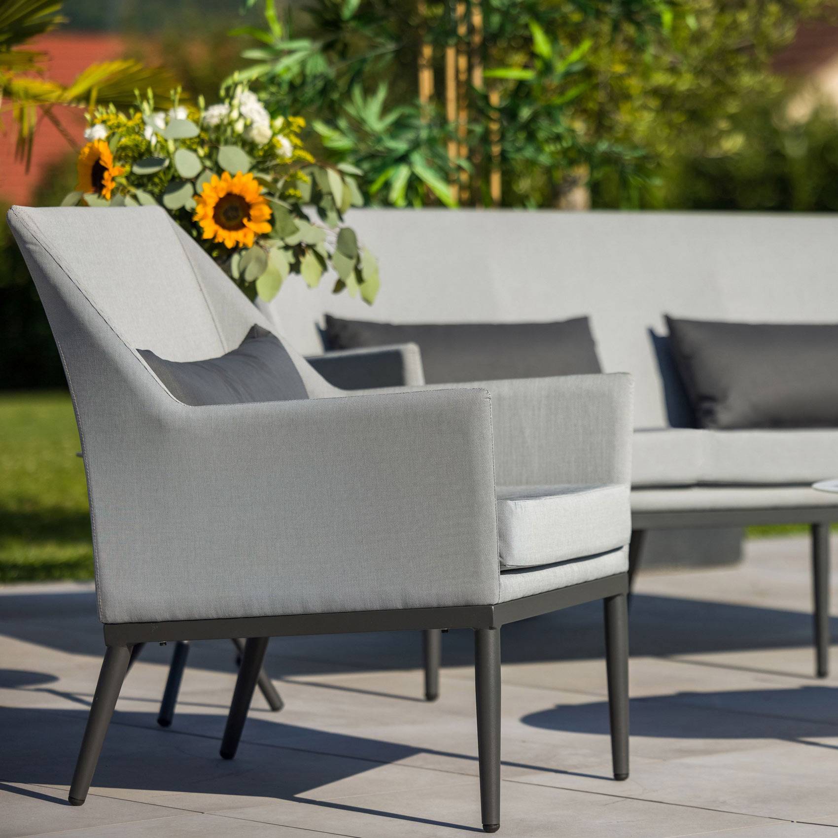 Salon détente avec table en imitation marbre - JARDILINE - Aluminium - Gris Perle - Imagen 2
