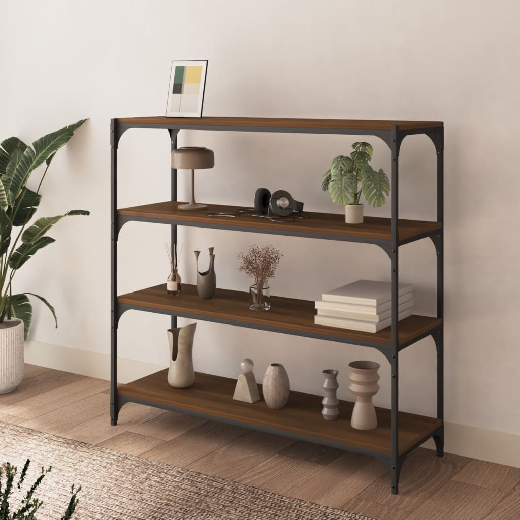 Vidaxl - Bibliothèque Chêne brun 100x33x100cm Bois d'ingénierie et acier - vidaXL - Imagen 3