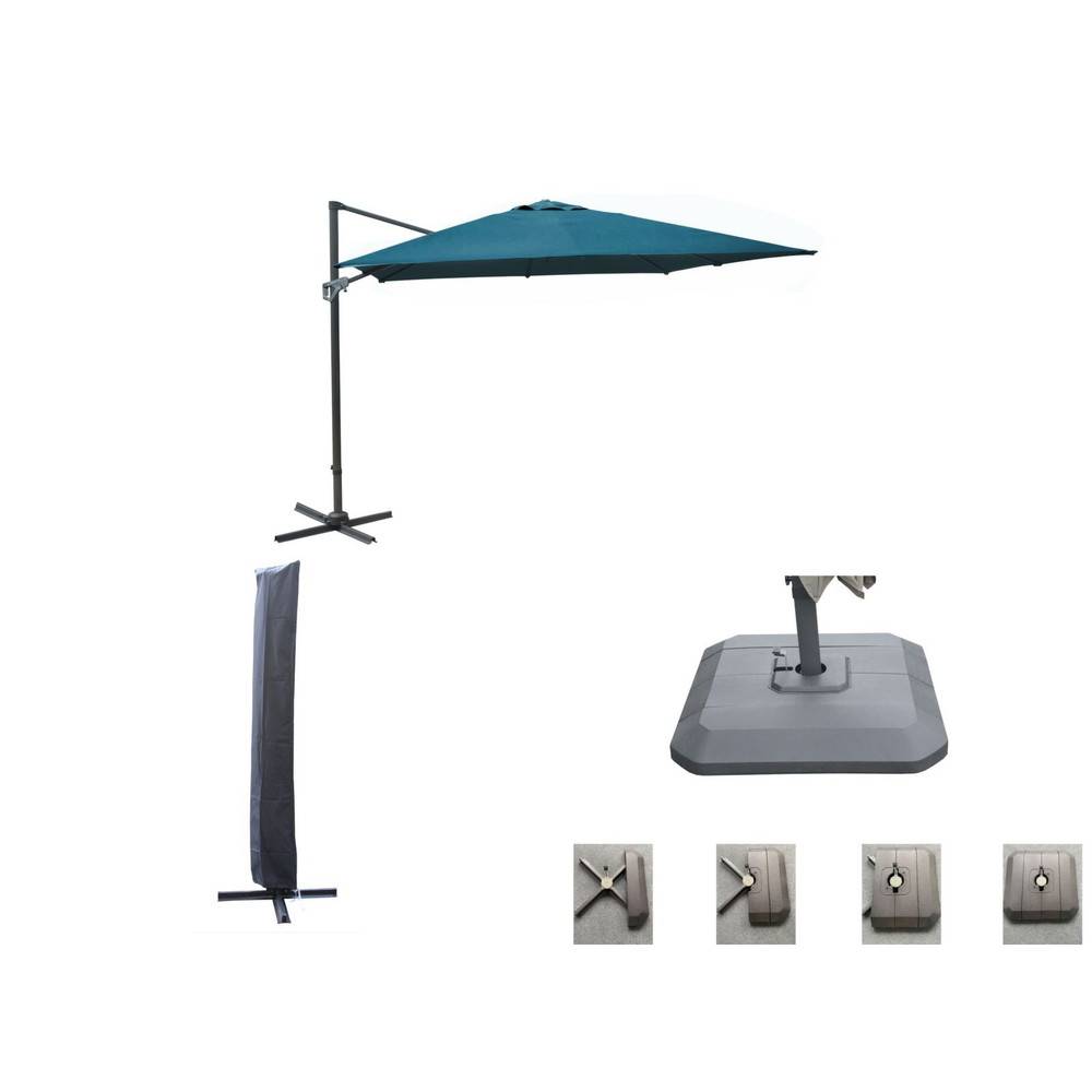 Proloisirs - Set d'ombrage complet (1 parasol déporté NH 3x3 + 1 housse + 1 lestage) - bleu PROLOISIRS