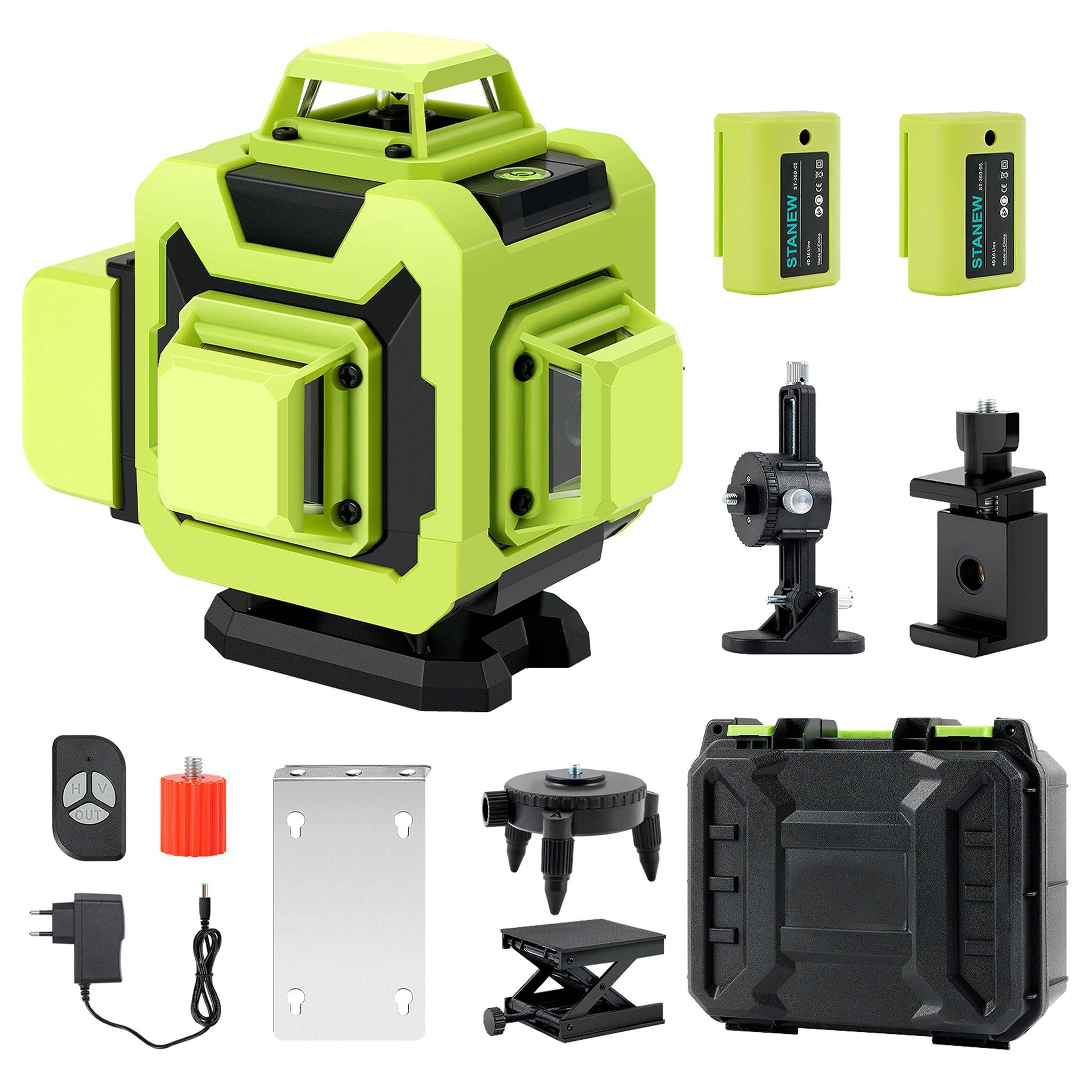 Teeno - Niveau laser 4 x 360°, 2 batteries 2400 mAh, 4D 16 fils.