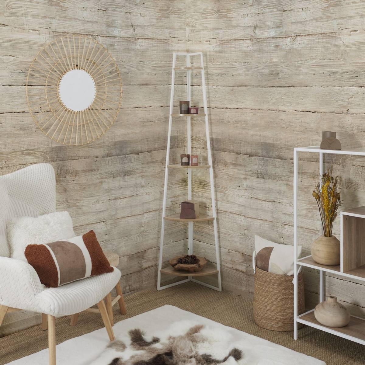 The Home Deco Factory - Etagère d'angle 5 niveaux en bois et métal - Image 5