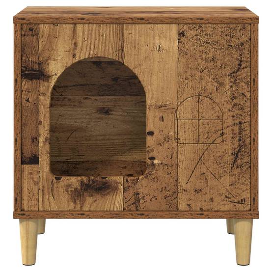 Abri Chat Intérieur Bois Ancien Brun 52cm pour Chat Caractère Déco - ComfortXL Outdoor Living - Image 5