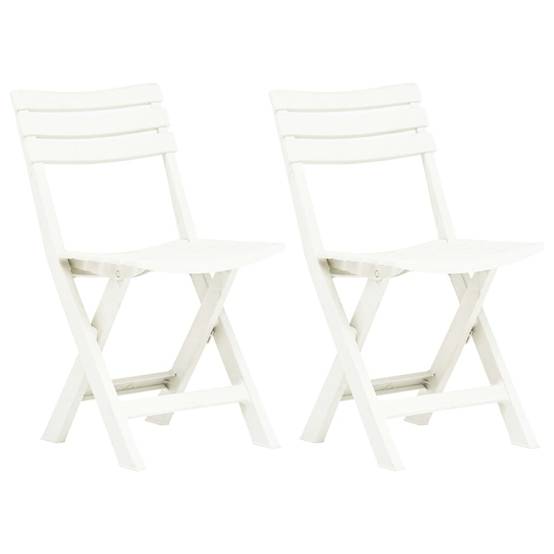 Lot de 2 Chaises de jardin pliables - Chaises d'extérieur - Chaise pliante de jardin Plastique Blanc - Image 2