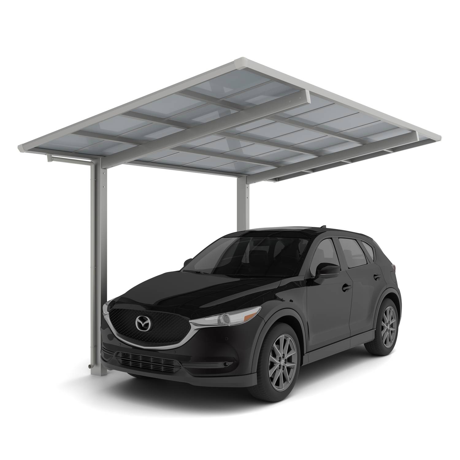 Carport simple - charge de toiture 75kg/m² - Anodisé coloris inox brillant- Linea Ximax - Image 1