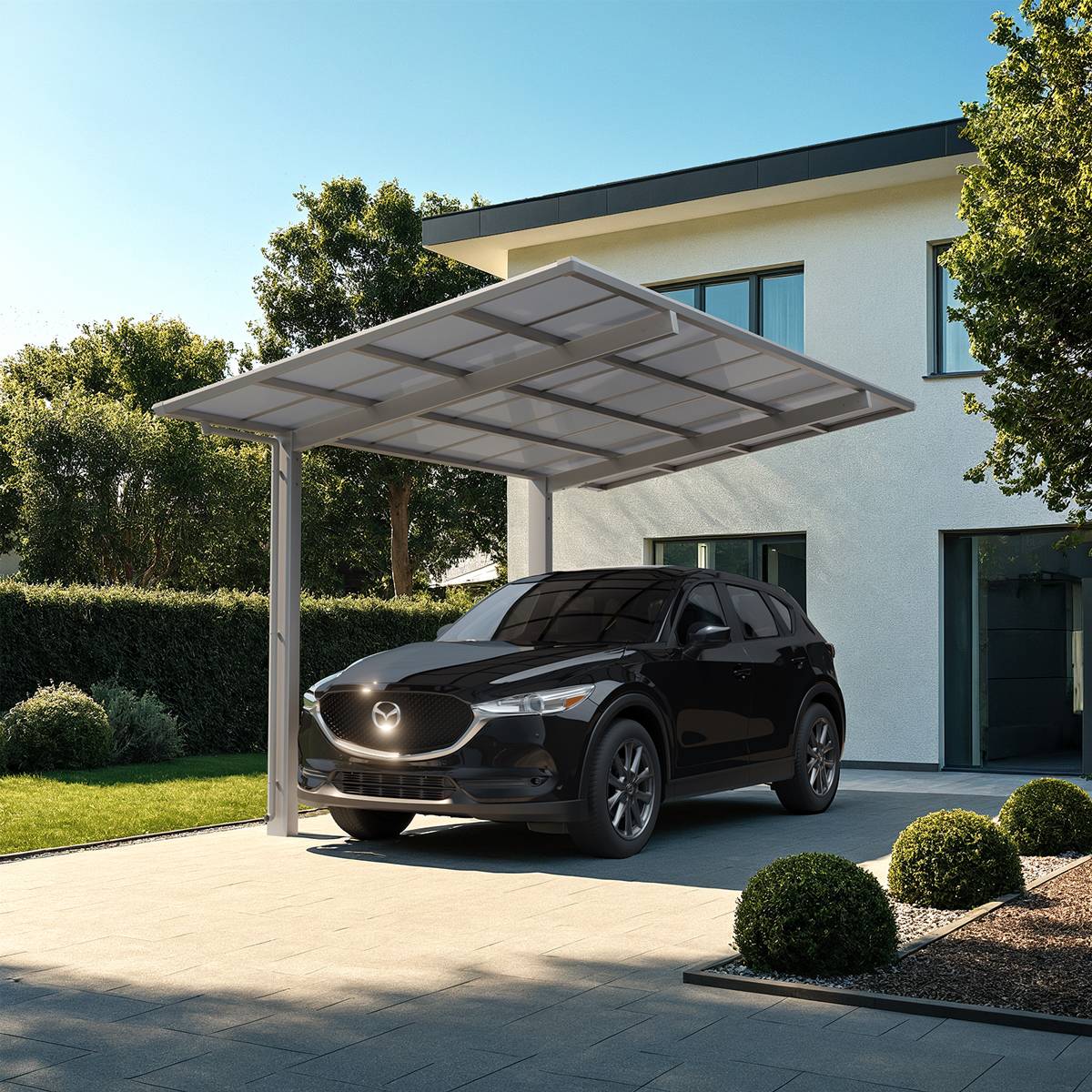 Carport simple - charge de toiture 75kg/m² - Anodisé coloris inox brillant- Linea Ximax - Image 2